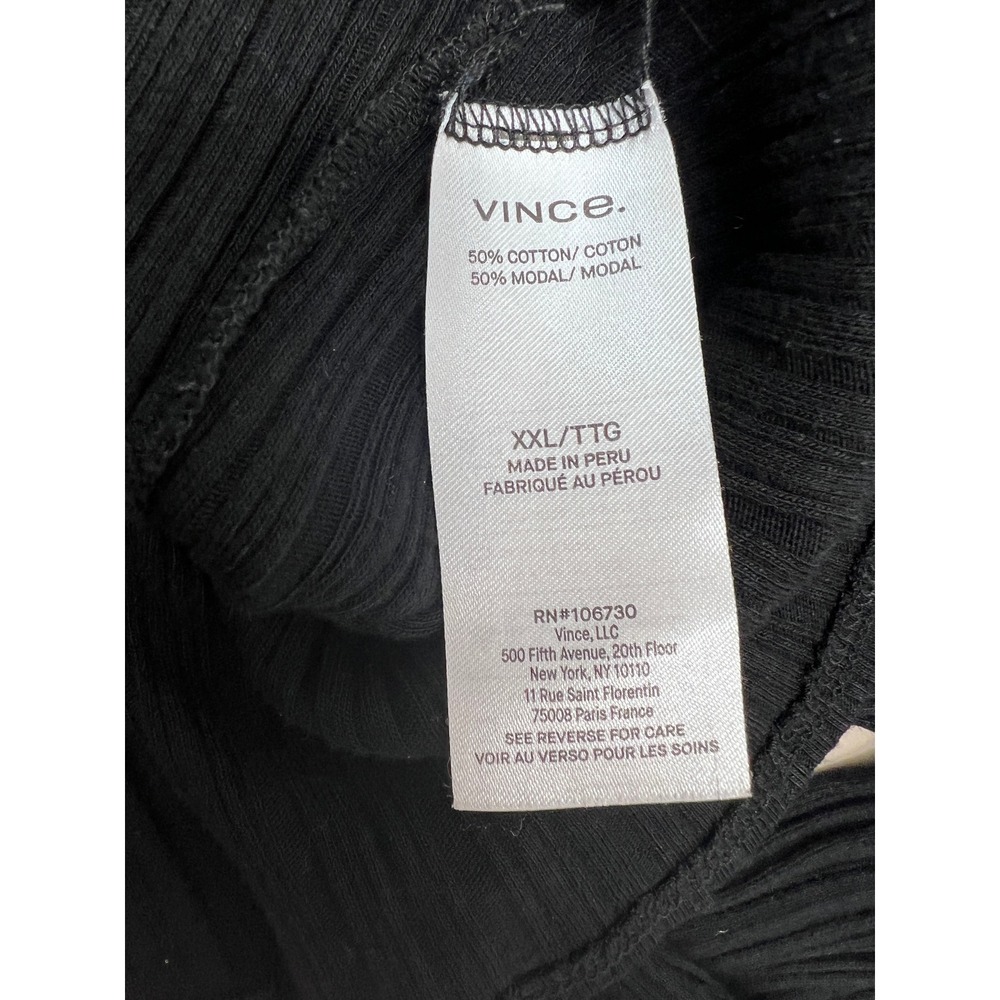 Vince Ribbed Wrap Top Womens XXL Black Excellent Cotton Modal Long Sleeve - Picture 6 of 7